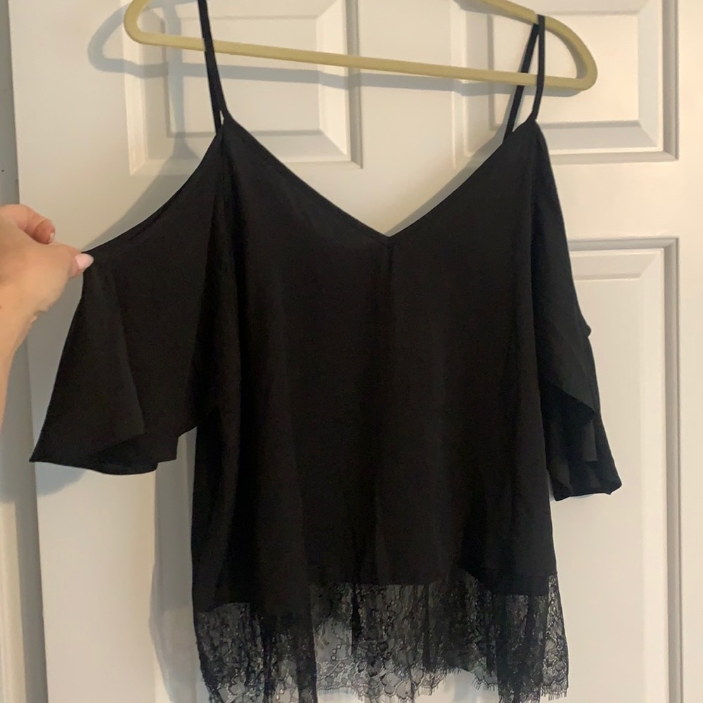 Off the shoulder flutter sleeve with lace top